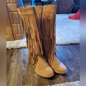 Refresh Jolin Tan Tassel Fringe Boot 8